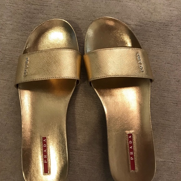 GOLD PRADA SLIDES - Picture 6 of 7